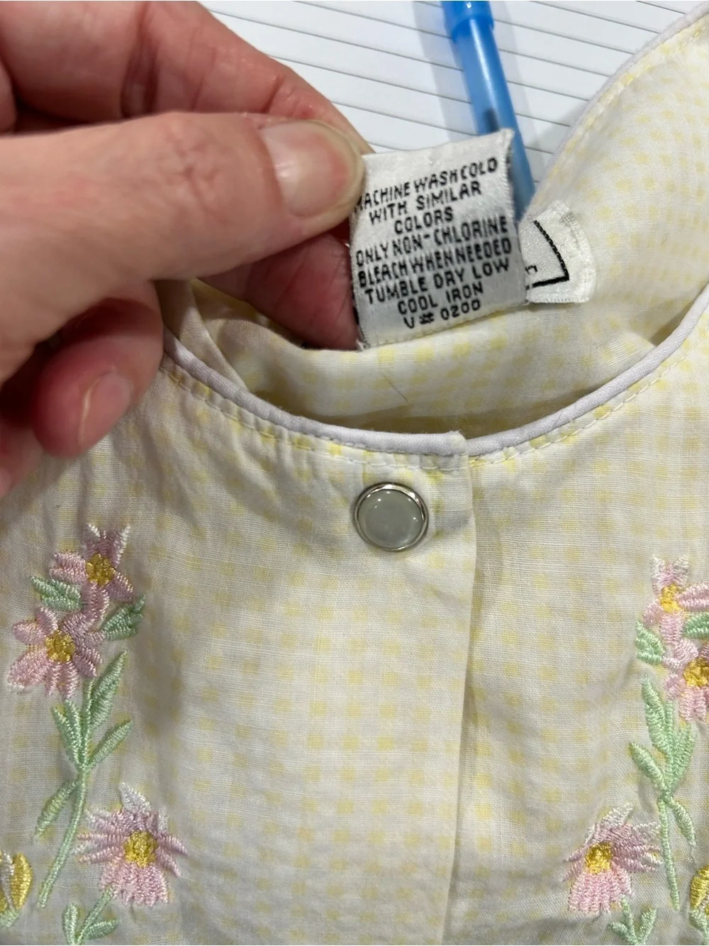 JIT Sleep Collection XL Floral Embroidered Yellow Gingham Nightgown